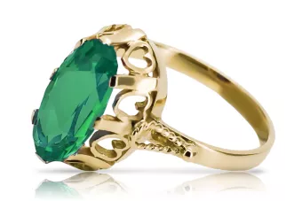 Кольцо Винтаж стиль Изумруд 14-кв Желтое золото vrc134y